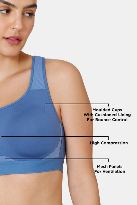 Zelocity High Impact Quick Dry Sports Bra - Dutch Blue — image 7